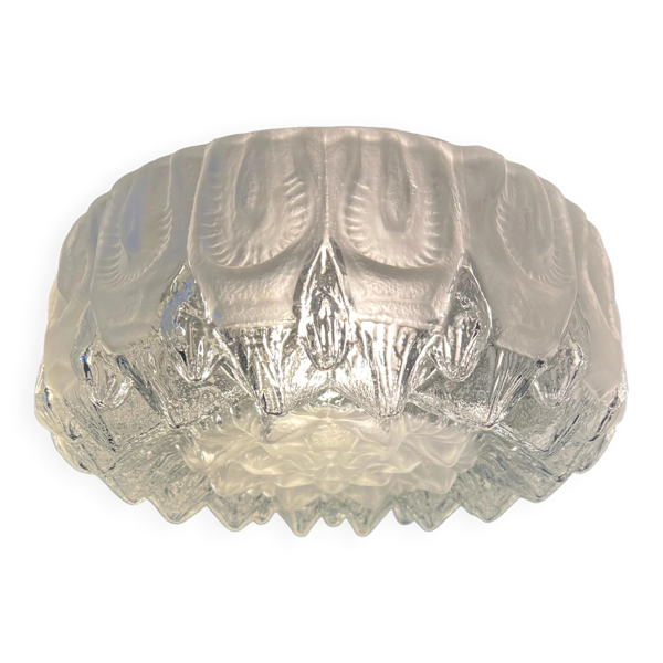 Plafonnier décoratif vintage mid-century en verre épais