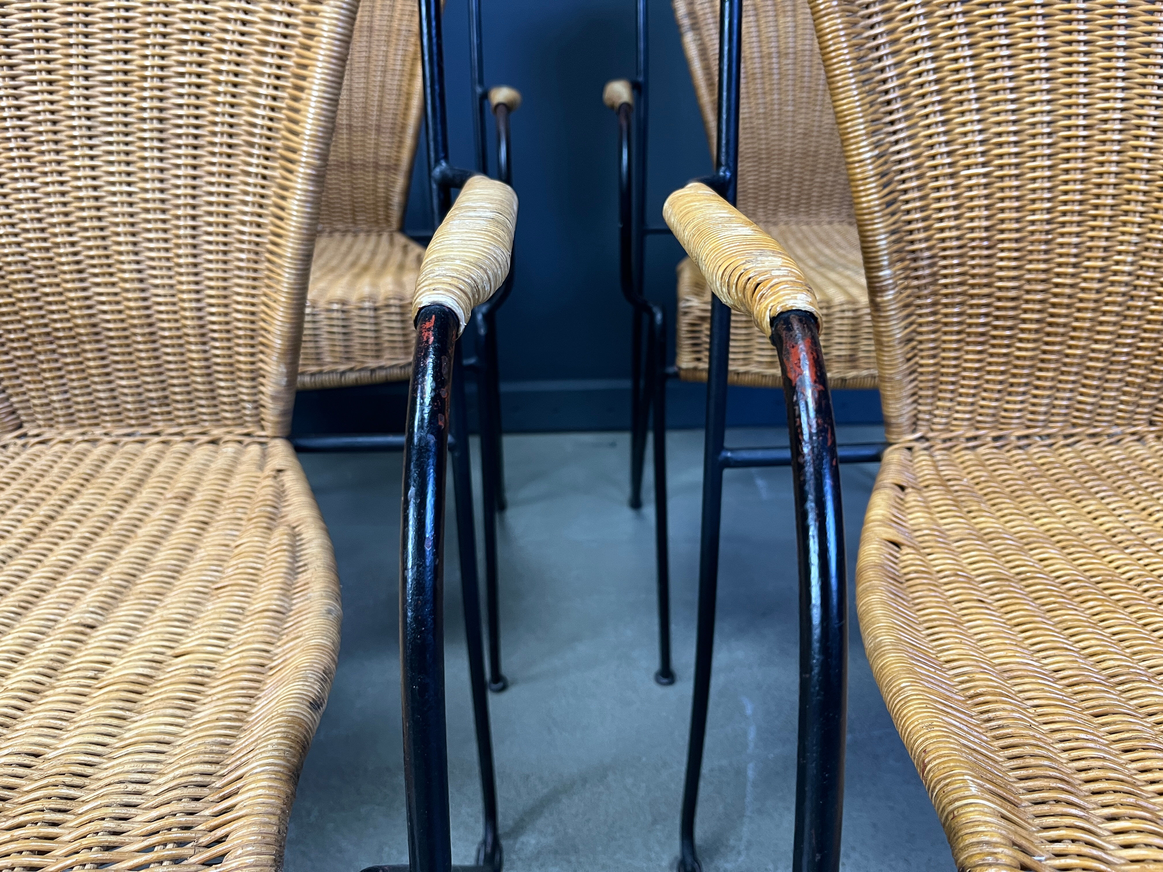 Wicker chairs by Frederick Weinberg, 1960s, set of 6