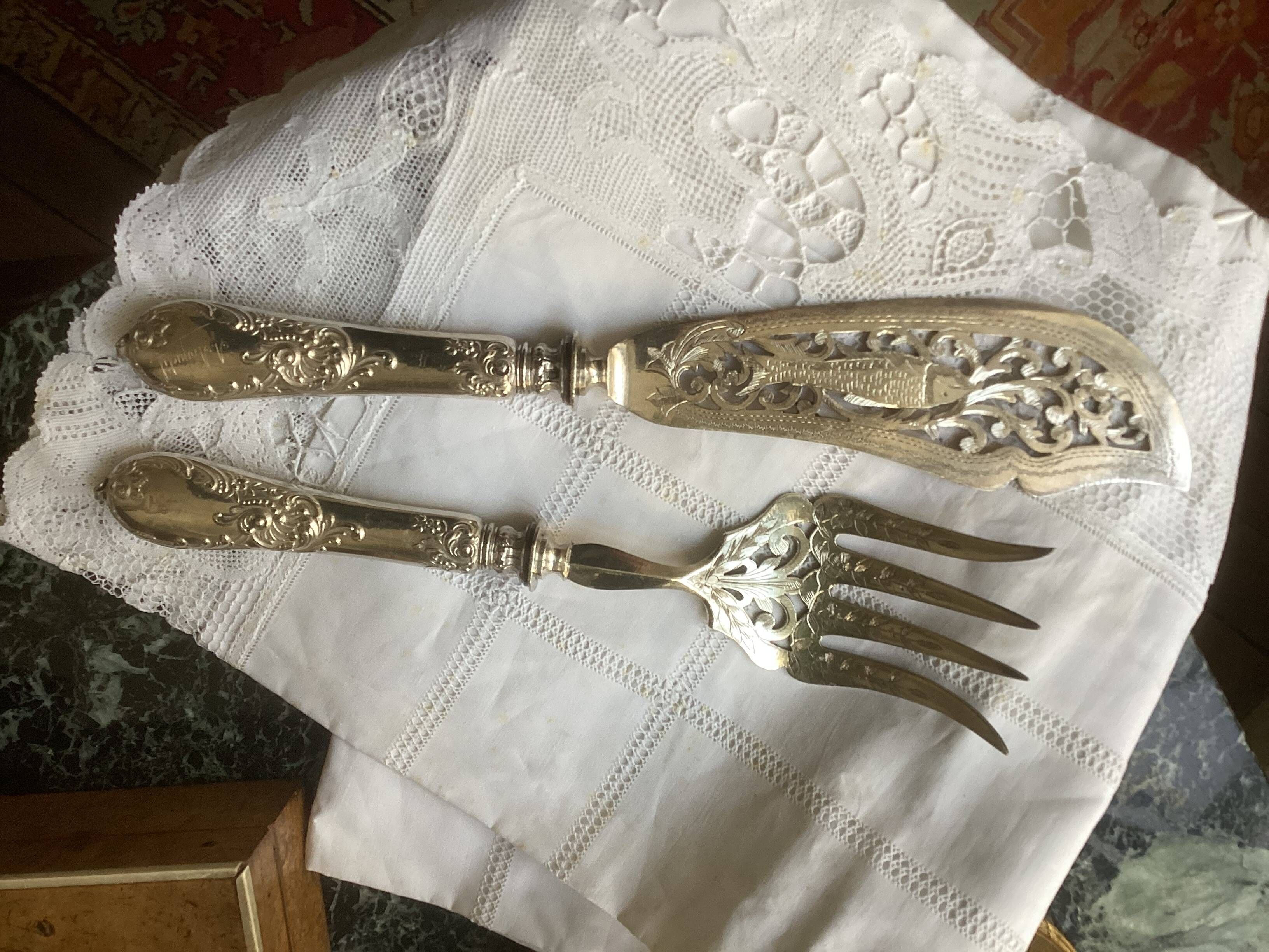 Silver fish cutlery 19th century