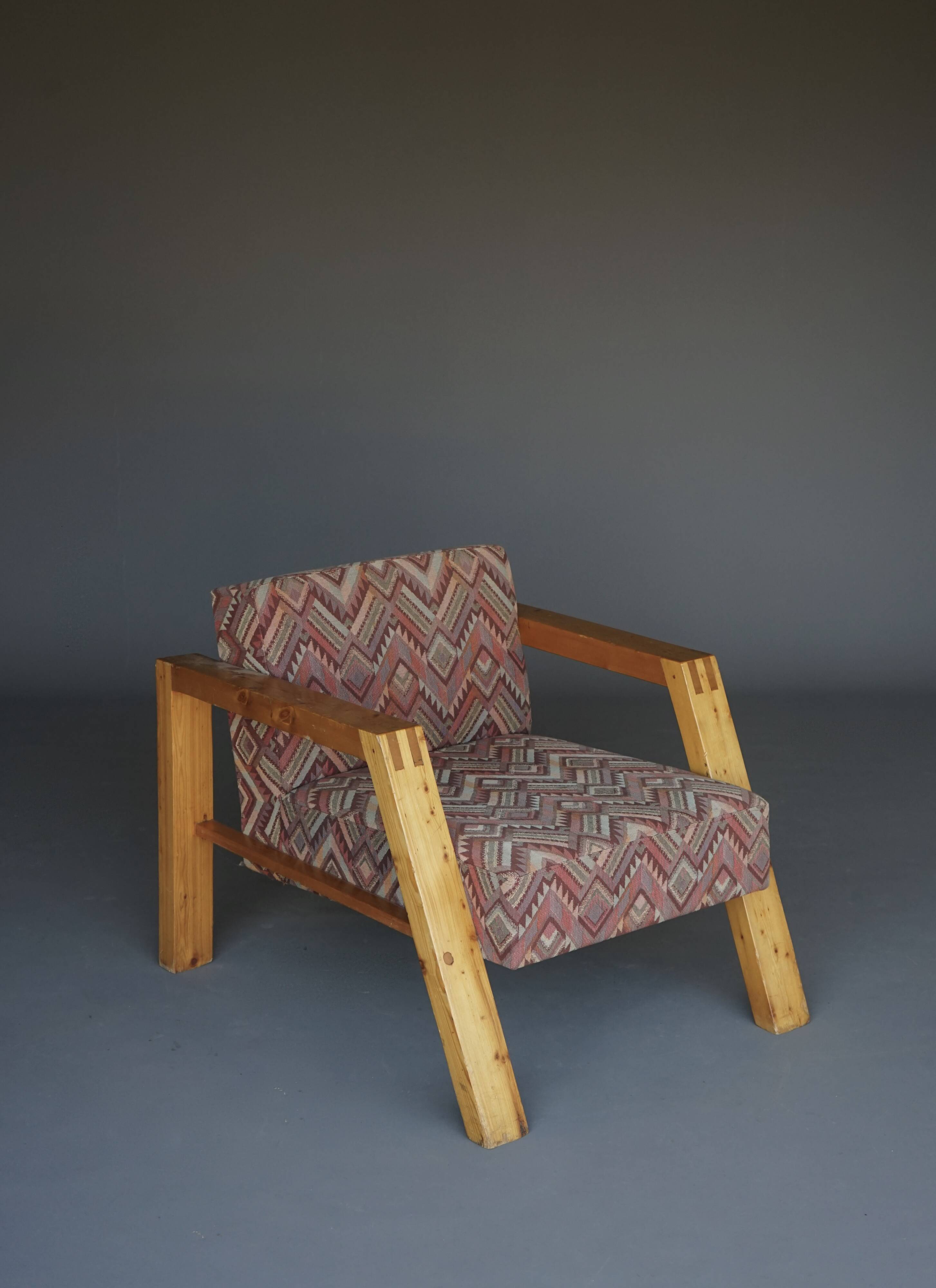 Dutch design pine Armchair, 1970s