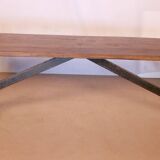 Old Burmese teak bench with wrought iron base