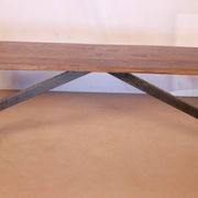 Ancien banc en teck birman et piètement en fer forgé
