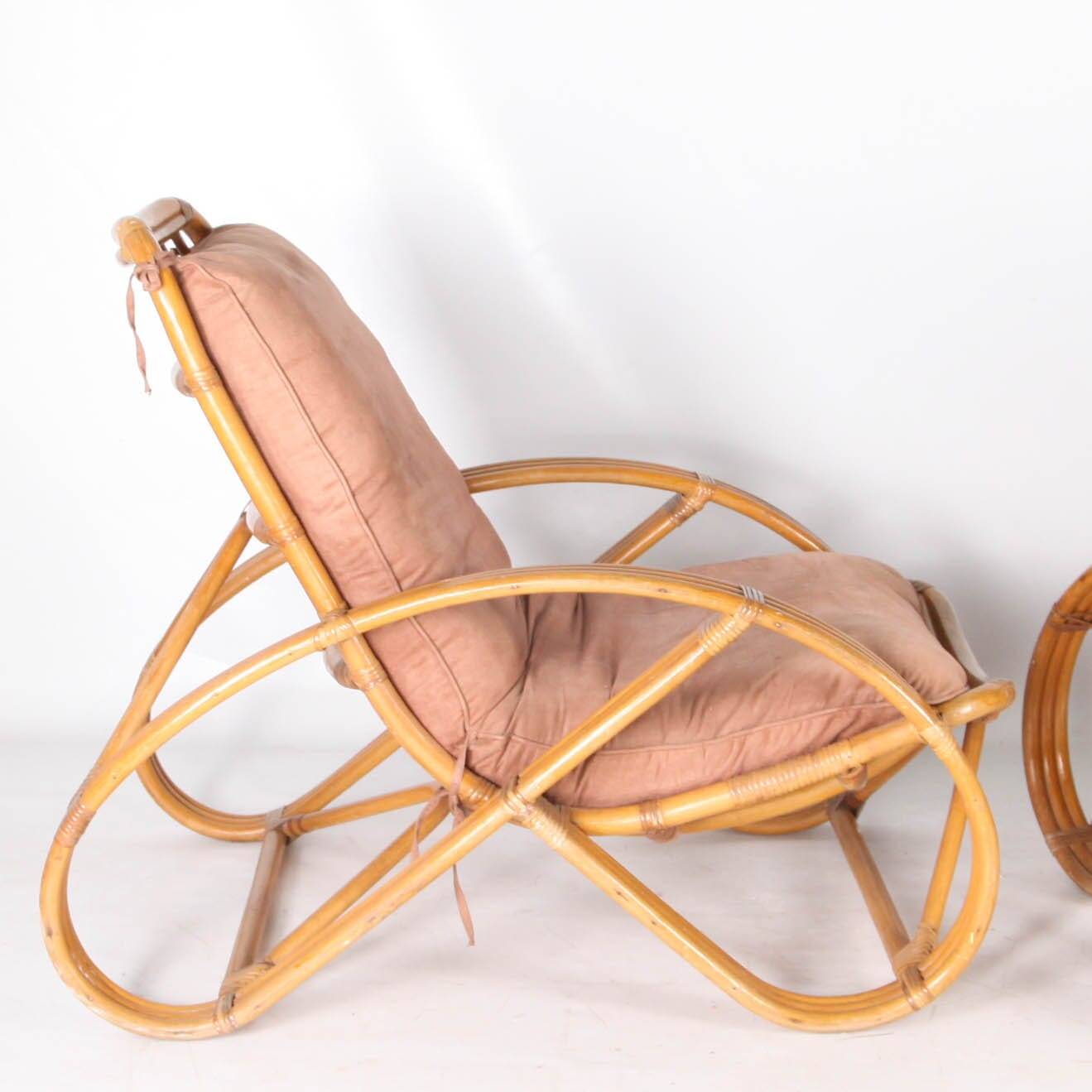 Pair of "Pretzel" rattan armchairs