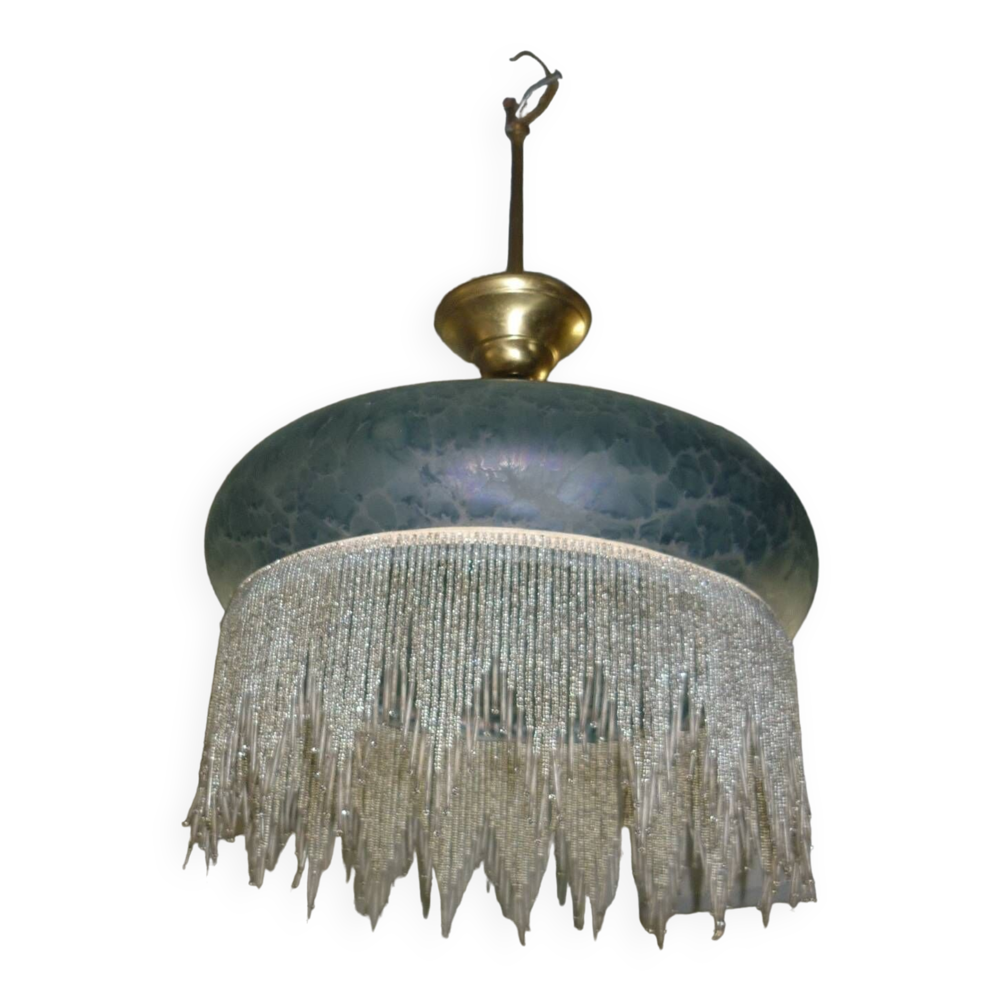 Pendant lamps in polished glass with bead fringe, Ø 40 cm