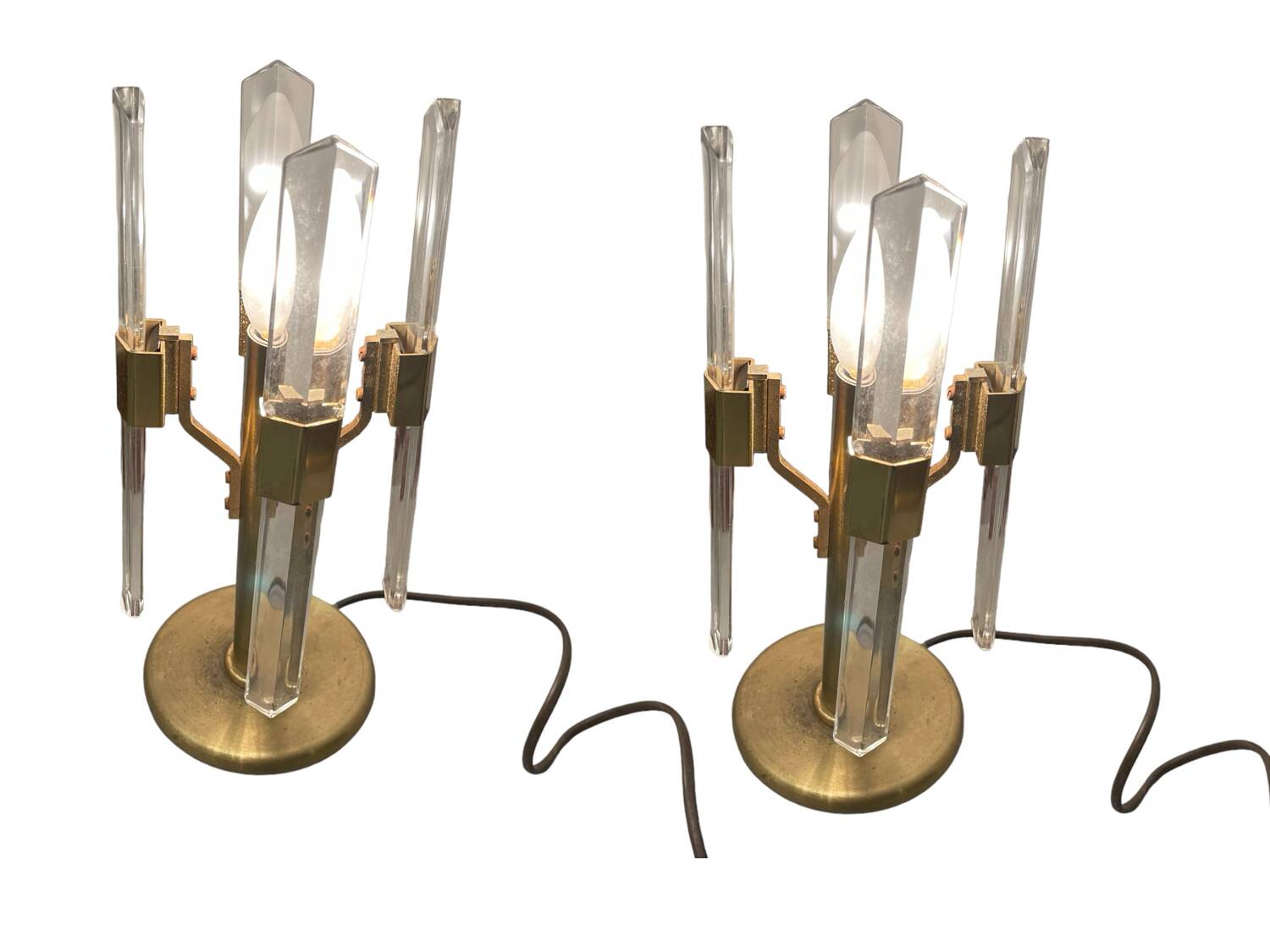 Italian Brass Crystal Table Lamps 1970’s