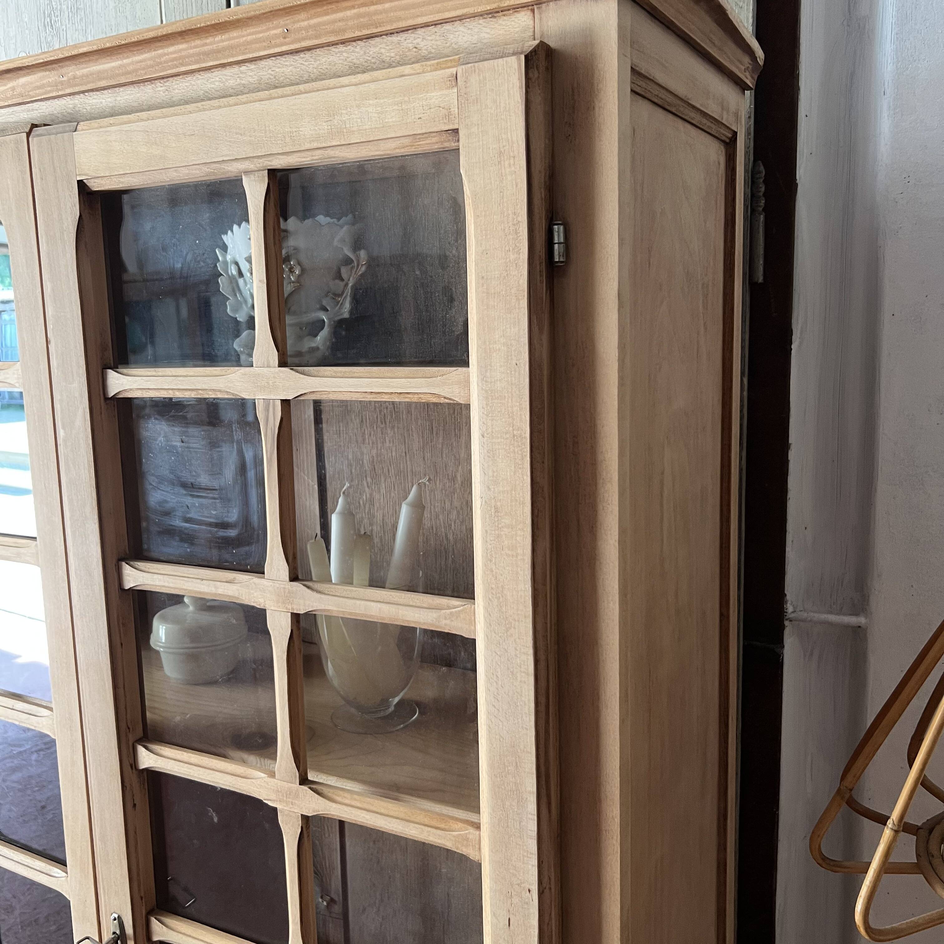 Small raw wood display cabinet