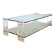 Vintage 1970s double-tier glass and plexiglass coffee table.