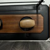 Mid-Century Scandinavian Teak and Leather Wall Coat Rack, 1960s