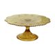 Assiette à gâteau vintage Art déco en verre pressé ambré 30 cm