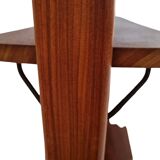 Small walnut and brass wall unit with desk function by William Watting