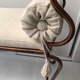 Copper wrought iron bench with cushions