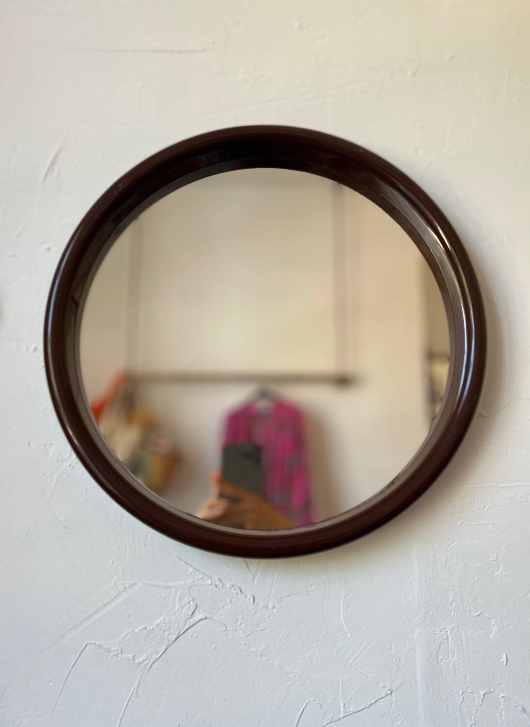 Miroir rond plastique chocolat vintage 1970
