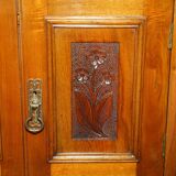 Victorian high chest of drawers in walnut with a bronze gallery.