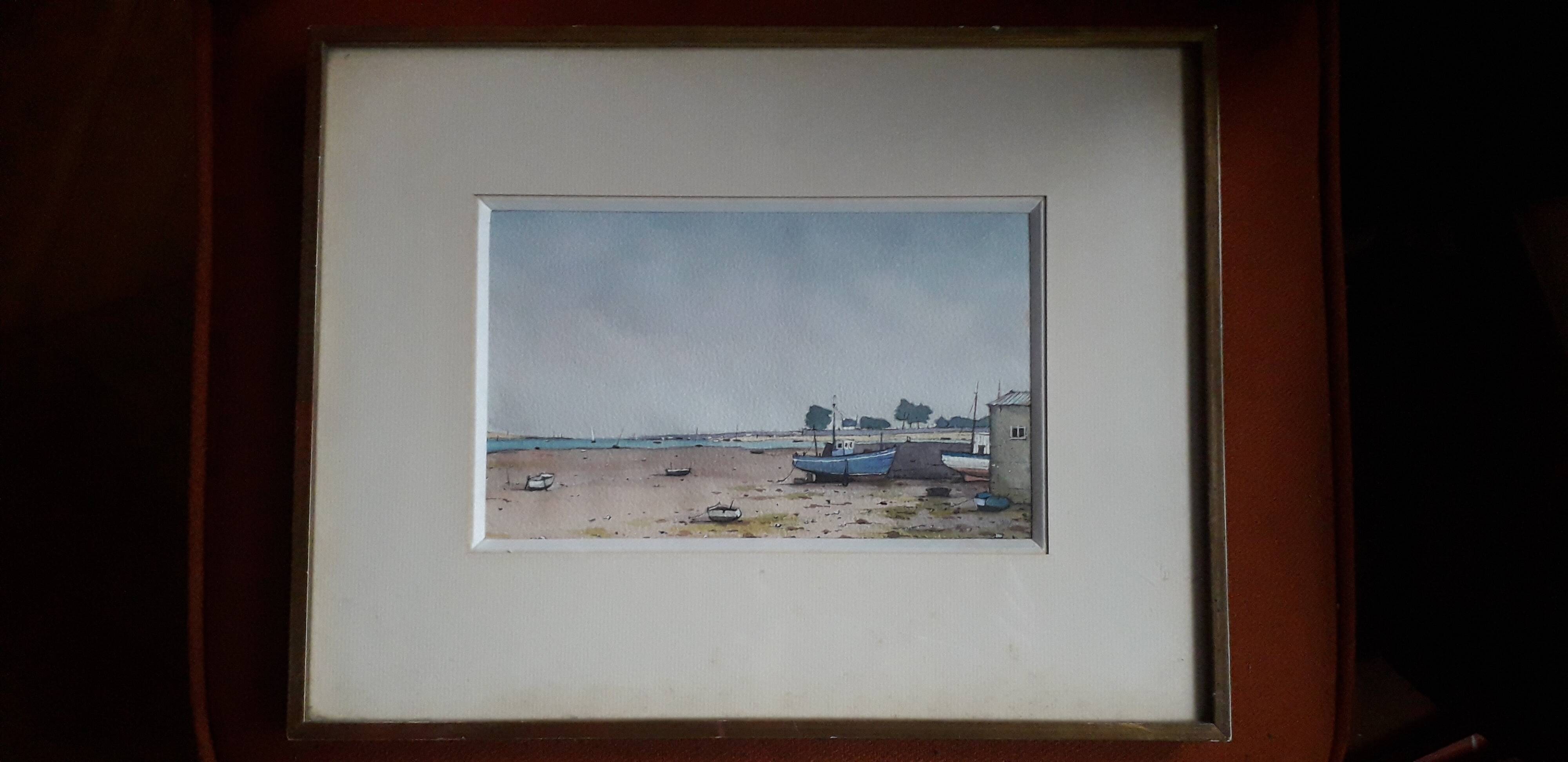 Old painting representing a seaside landscape