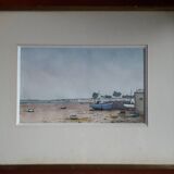 Old painting representing a seaside landscape