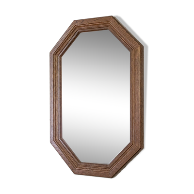 Miroir vintage octogonal bois massif nervuré salle de bain chambre couloir