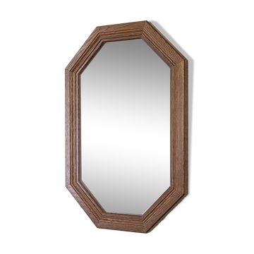 Miroir vintage octogonal bois massif nervuré salle de bain chambre couloir