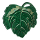 Green enameled ceramic leaf dish, slip, Lunetta vallauris stamps, vintage