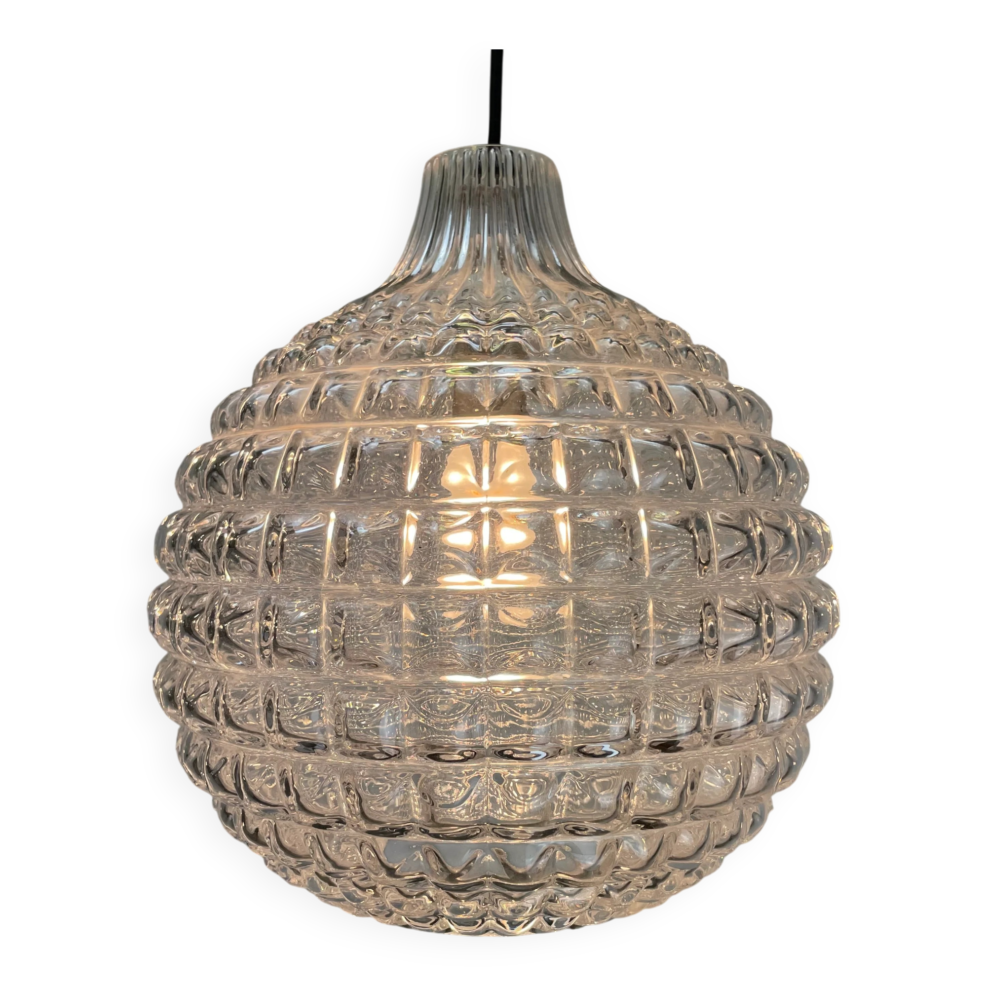 Crystal glass pendant lamp by Peill & Putzler 1960