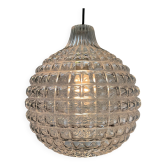 Crystal glass pendant lamp by Peill & Putzler 1960