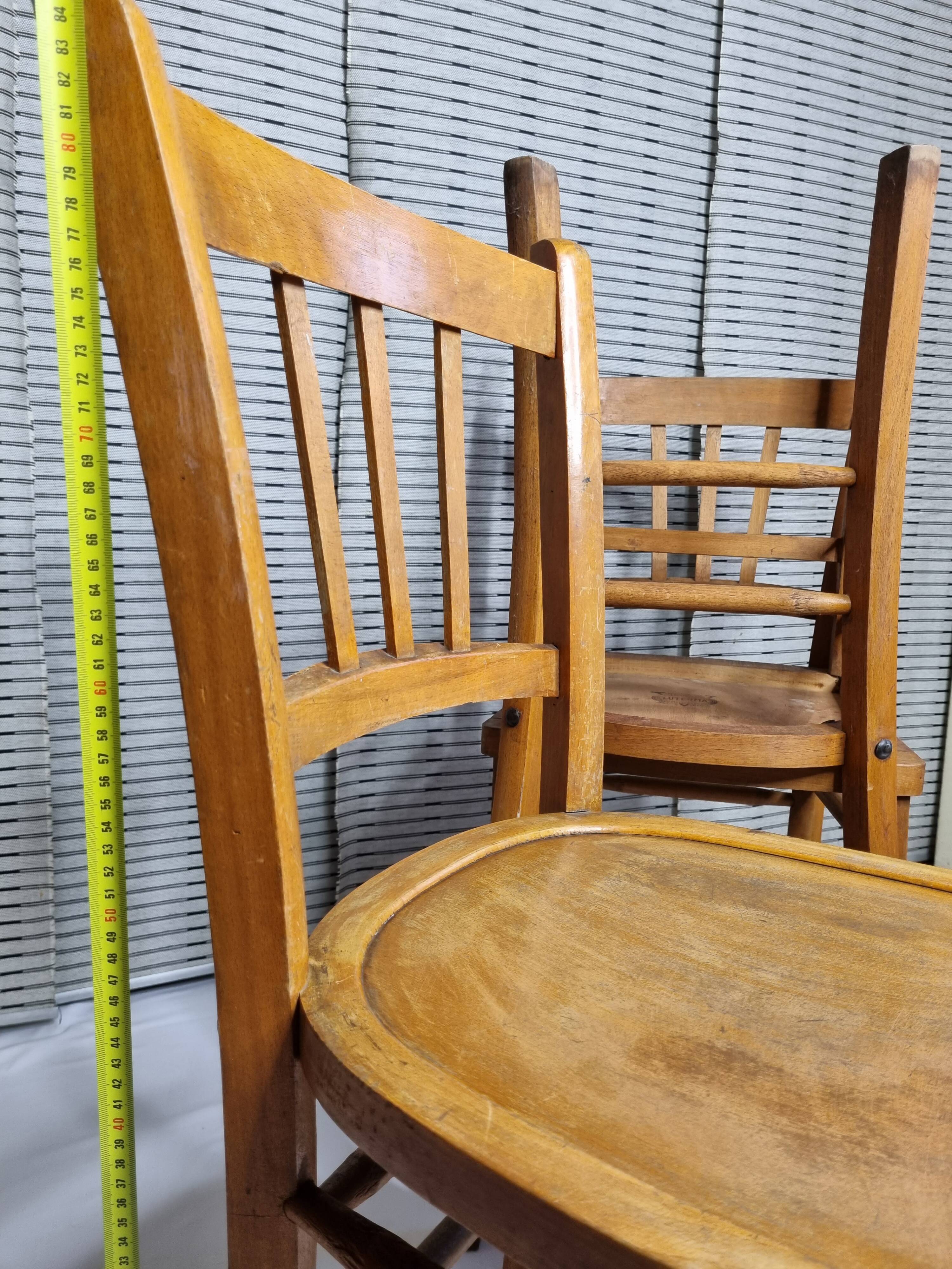 Ensemble de trois chaises bistrot vintage "Luterma", années 40/50