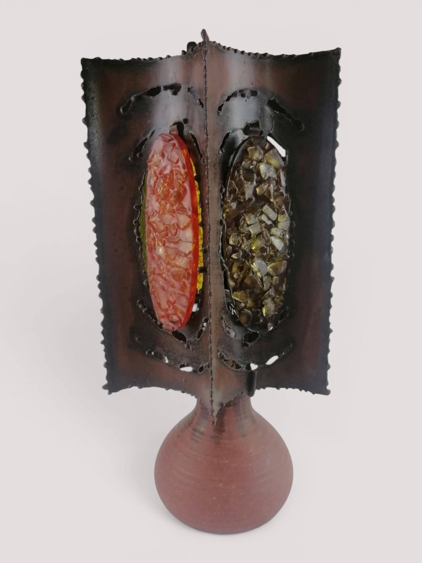 Brutalist lamp in metal and ceramic - Accolay