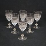 6 Antique Baccarat Crystal Engraved Wine/Port Glasses