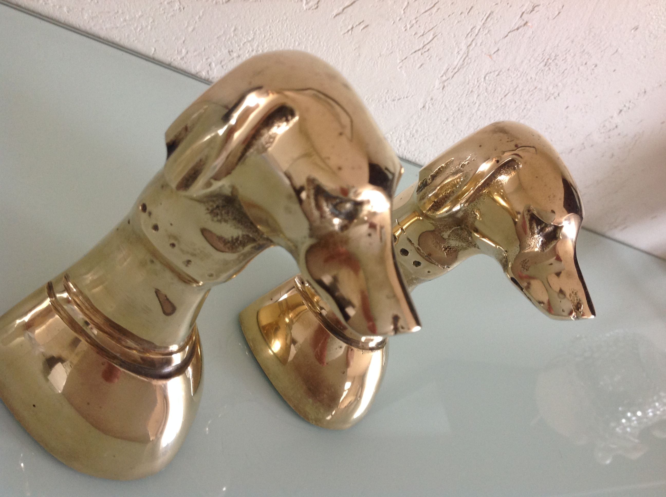 Pair of greenhouse books Greyhound brass heads 60/70