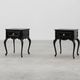 Pair of Louis XV Style Nightstands in Black Lacquered Oak, France, 1950s