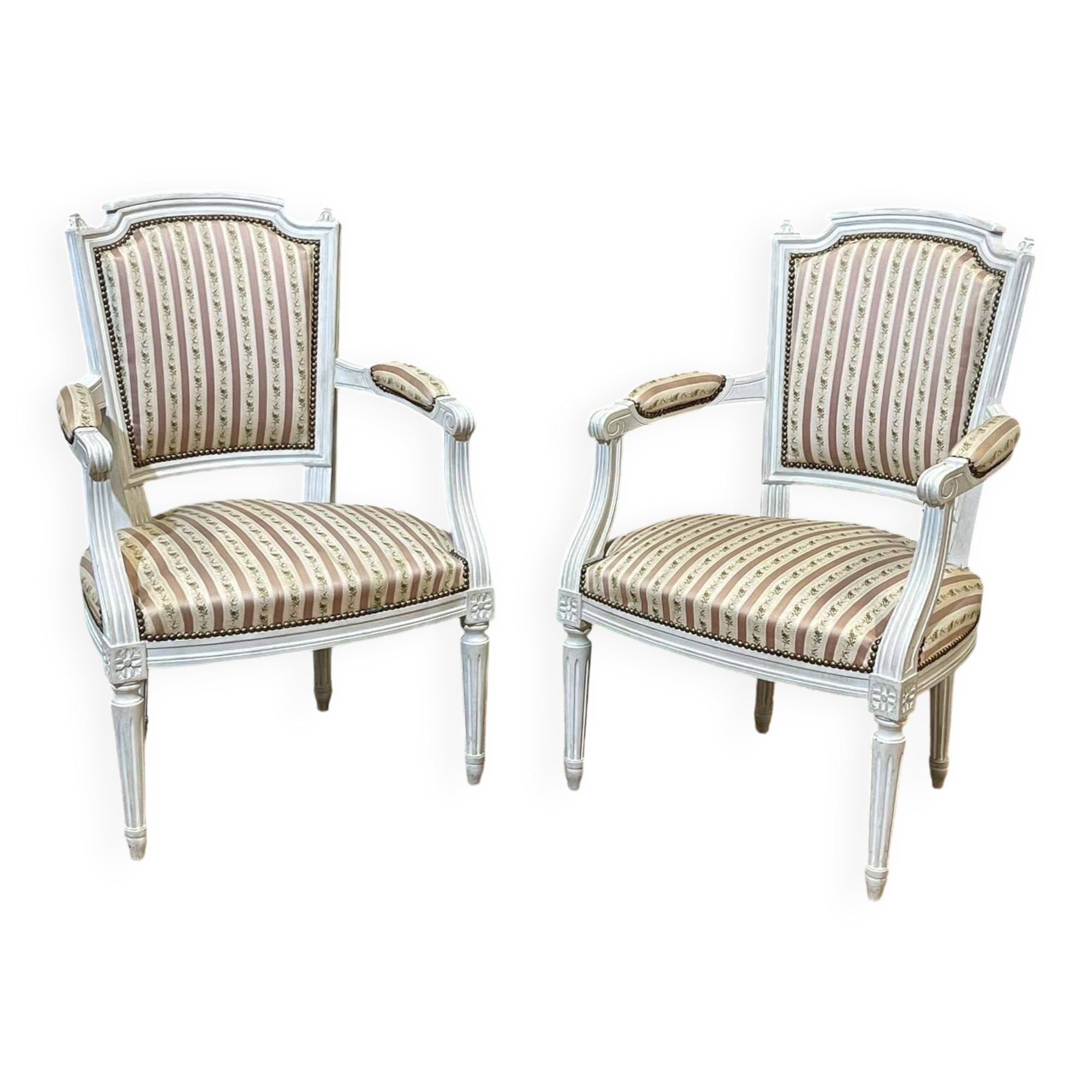 Pair of Louis XV style armchairs from the 1970s in beech.