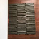 Old embroidered table napkin J G Dark Khaki Green