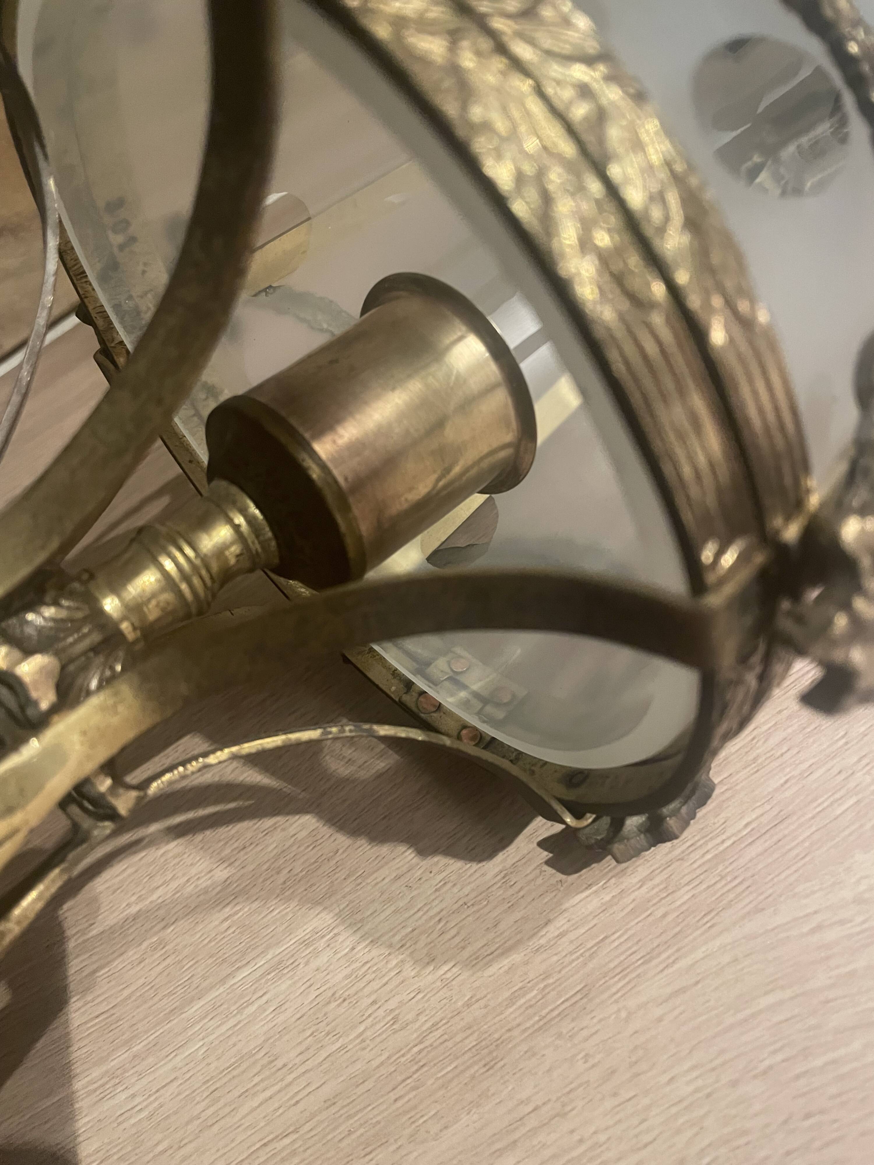 Bronze and polished glass suspension circa 1900