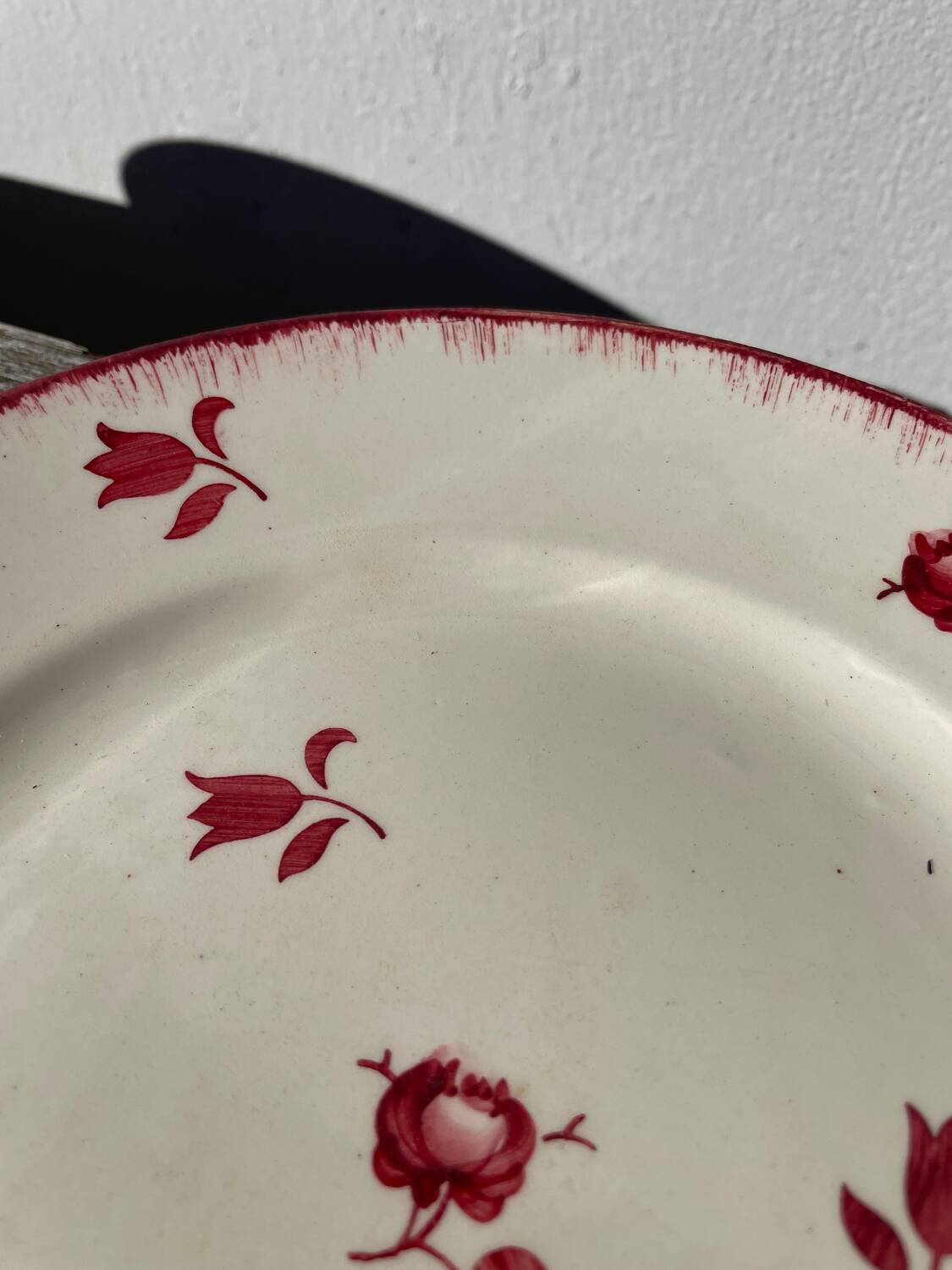 4 old Luneville flower plates