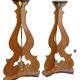 Grande paire de bougeoirs, bases, trépieds en bois peint, de la fin du XVIIIe/début