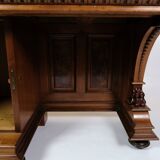 Bureau ancien avec petit meuble en noyer des années 1860