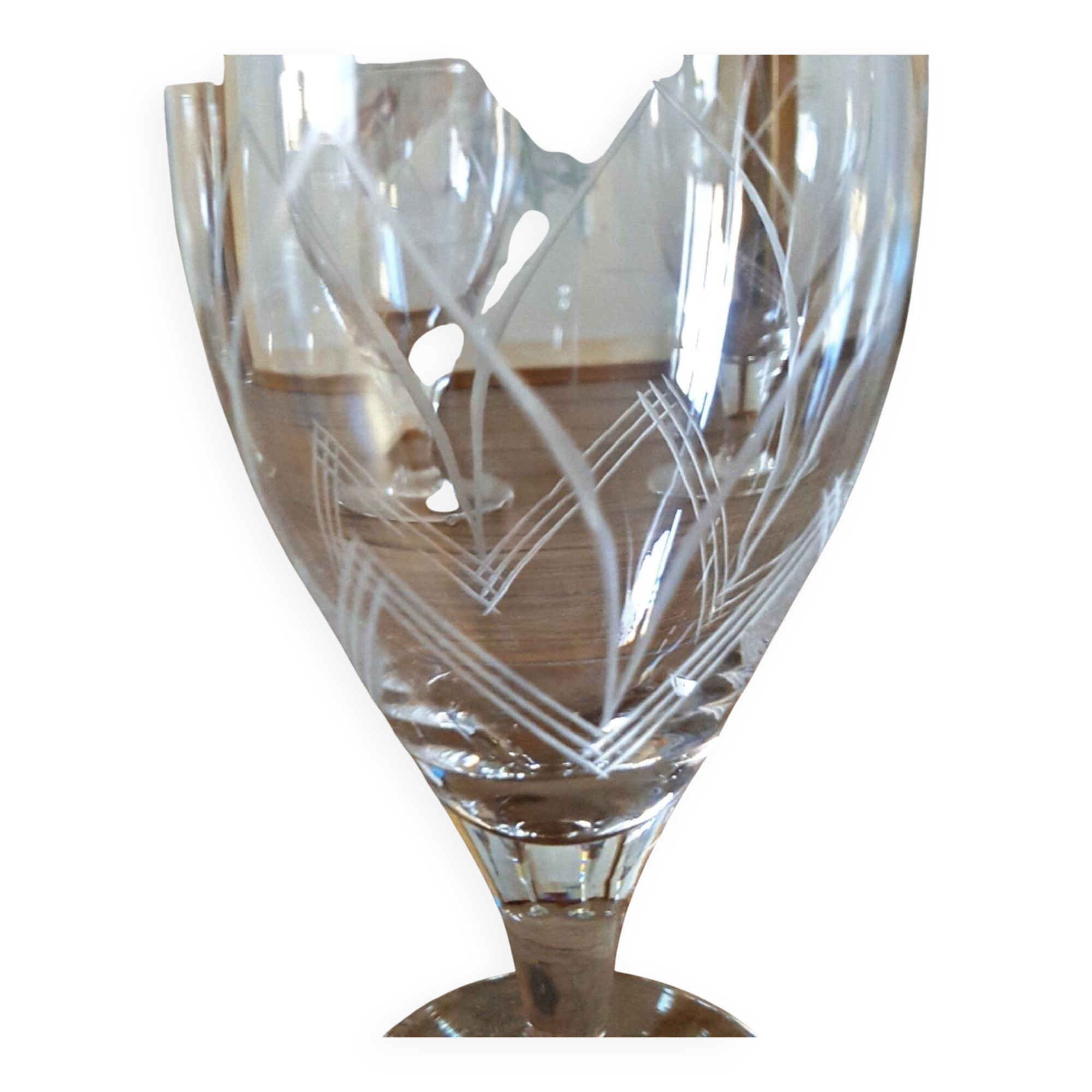 Vintage Etched Crystal Wine Glasses