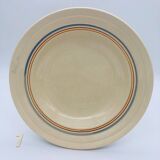 6 assiettes creuses avec de fin décor de liserés bleu et brun.