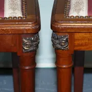 Set of Vintage Wooden Dining Chairs with Carved Details