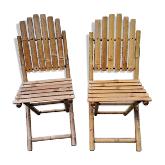 Pair of folding bamboo chairs from the 70s