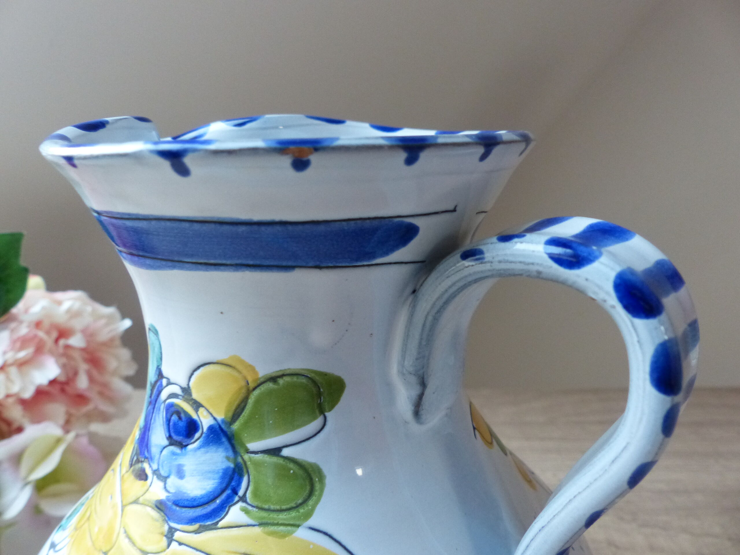 Pitcher ceramic decoration hand-painted vintage