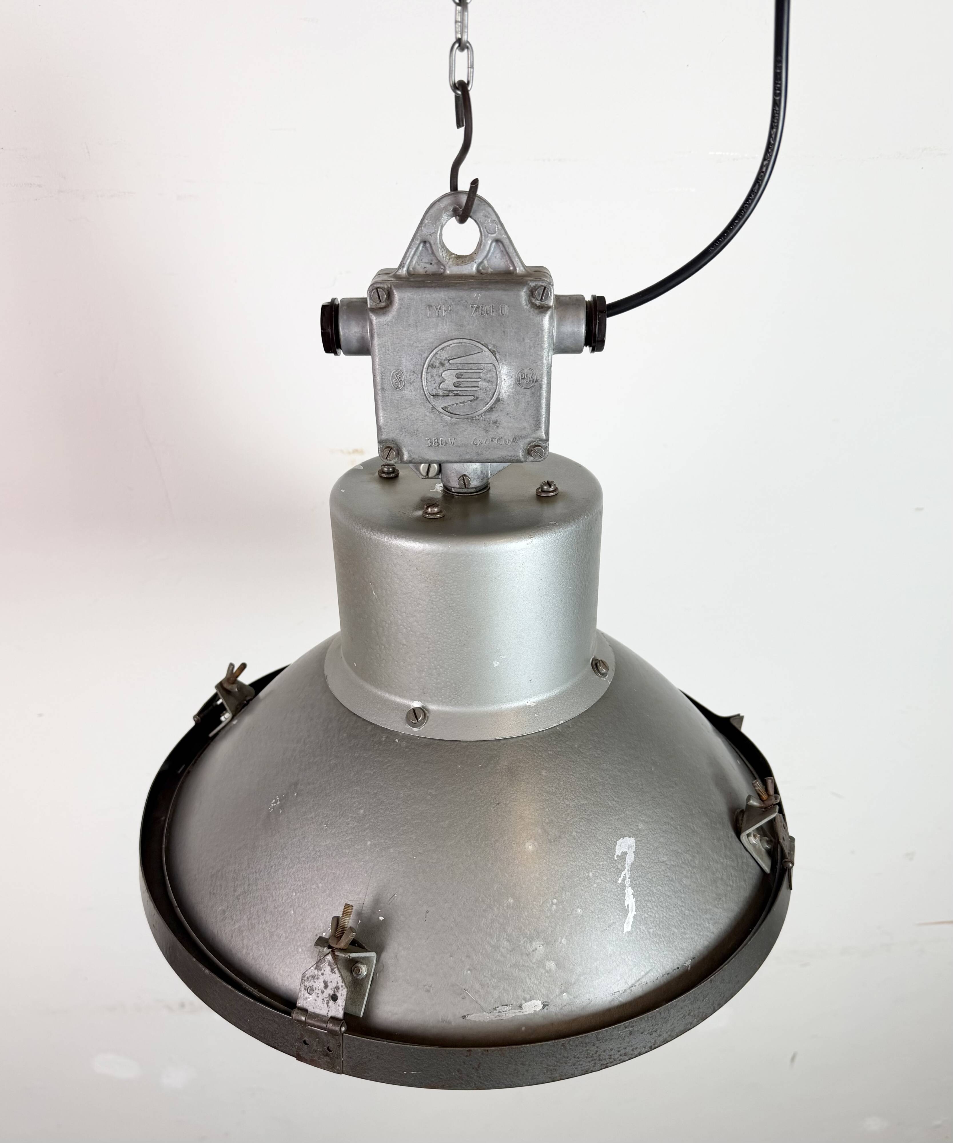 Industrial Grey Hammer Paint Pendant Lamp from Elektrosvit, 1960s