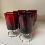 Ensemble de 6 verres à pied rouges vintage