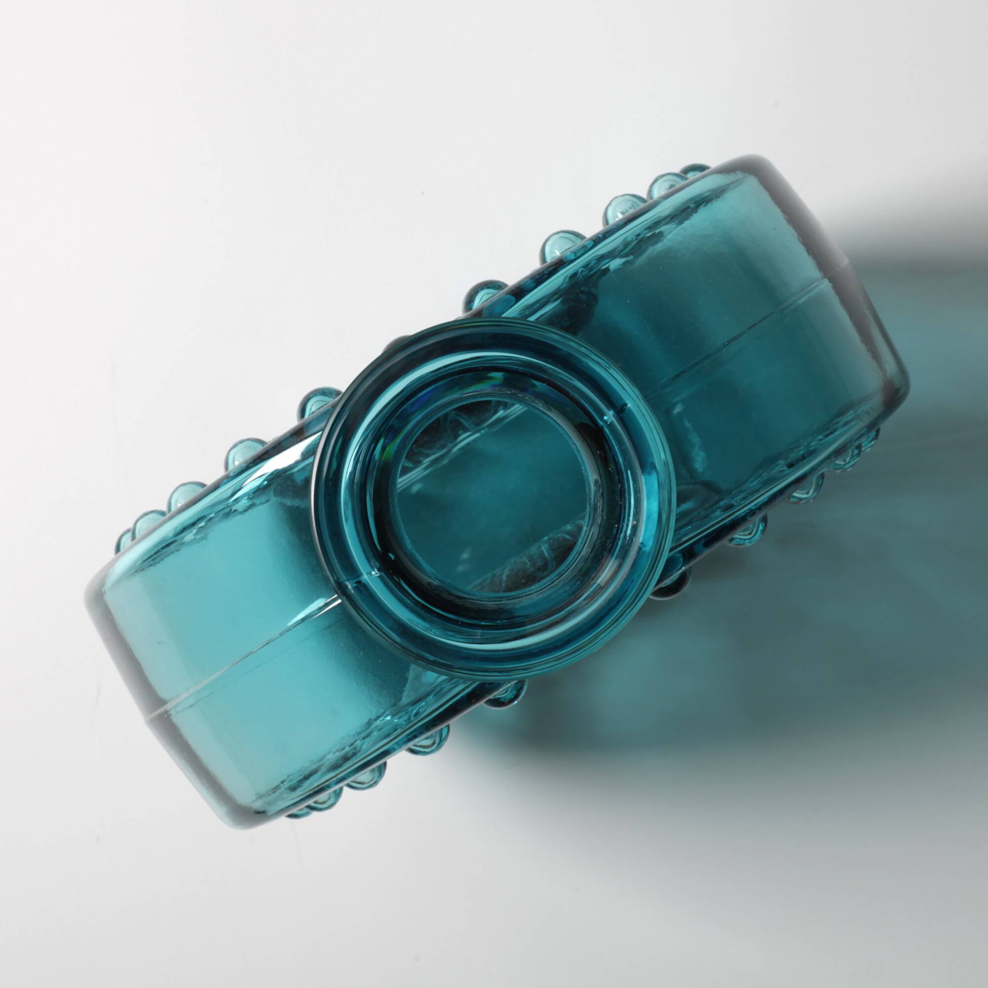 Teal Sunburst Blue Bubble Glass Vase / Erich Jachmann for WMF / 1960s