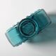 Teal Sunburst Blue Bubble Glass Vase / Erich Jachmann for WMF / 1960s