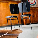 Pair of vintage black skai chairs