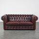 Chesterfield 2.5 seater sofa in dark red cowhide leather