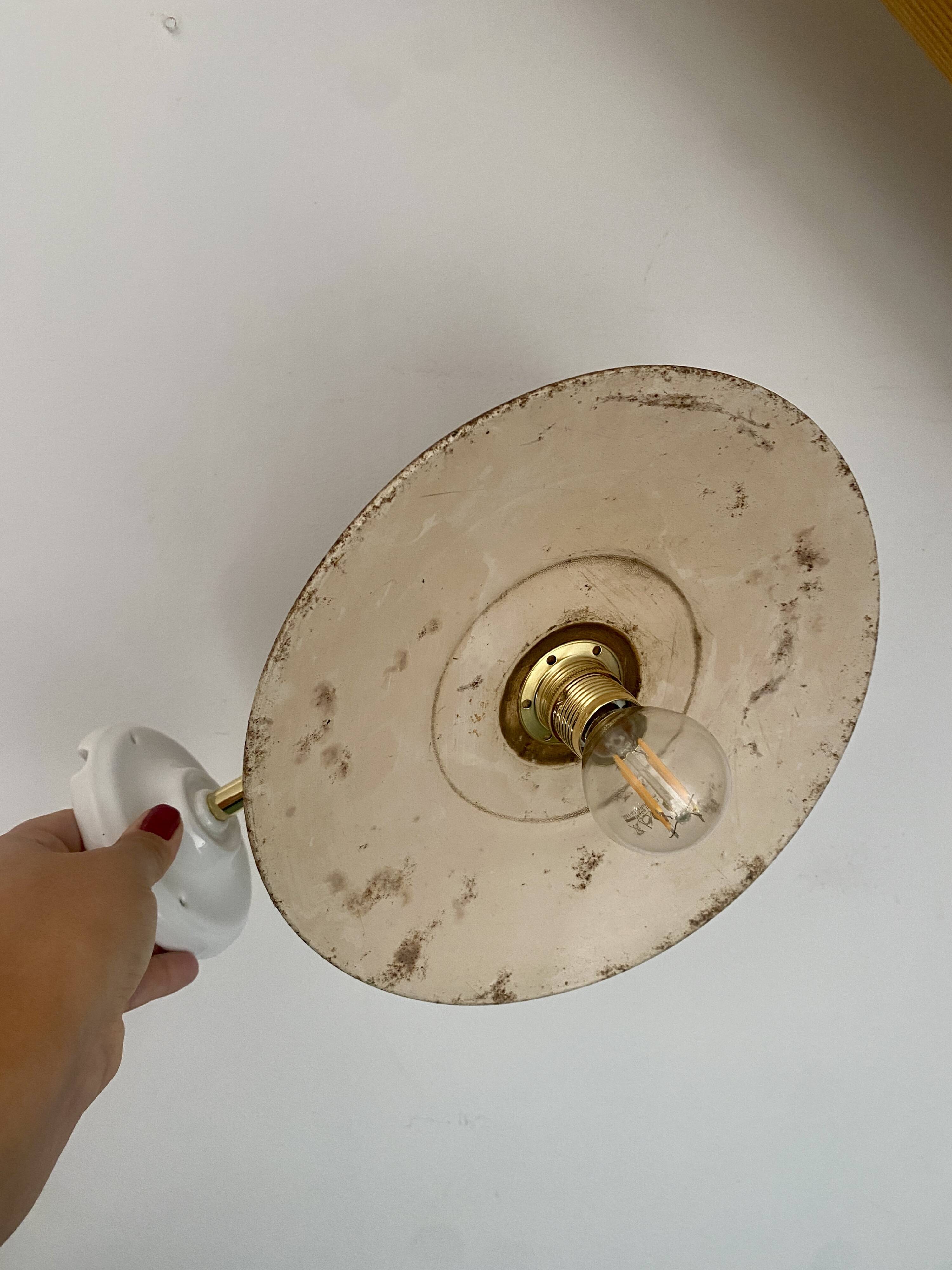 Vintage green enamelled sheet metal wall lamp shade - 1 -