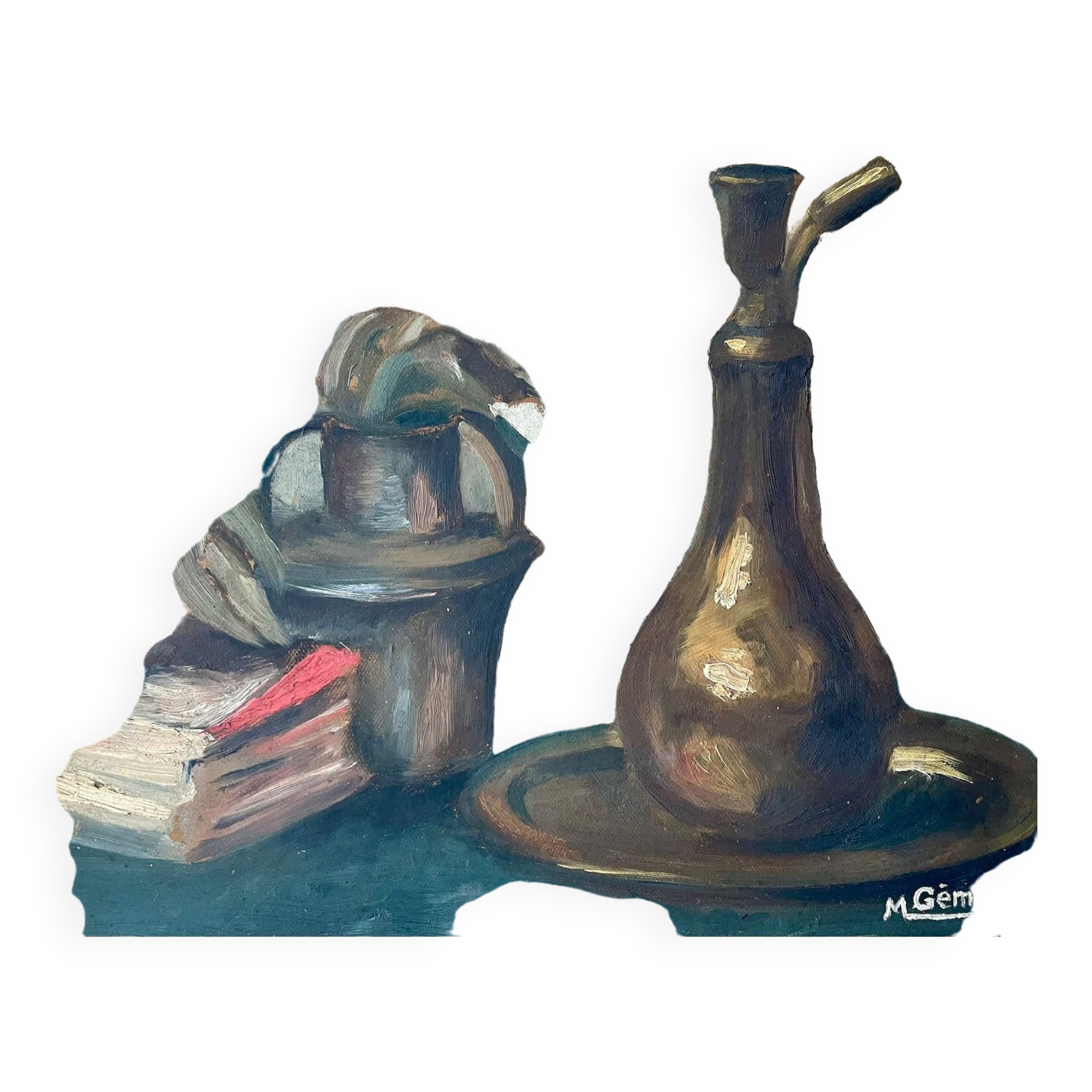 C.1920 french still life of fruit oil painting