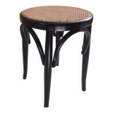 Curved wood and cane stool