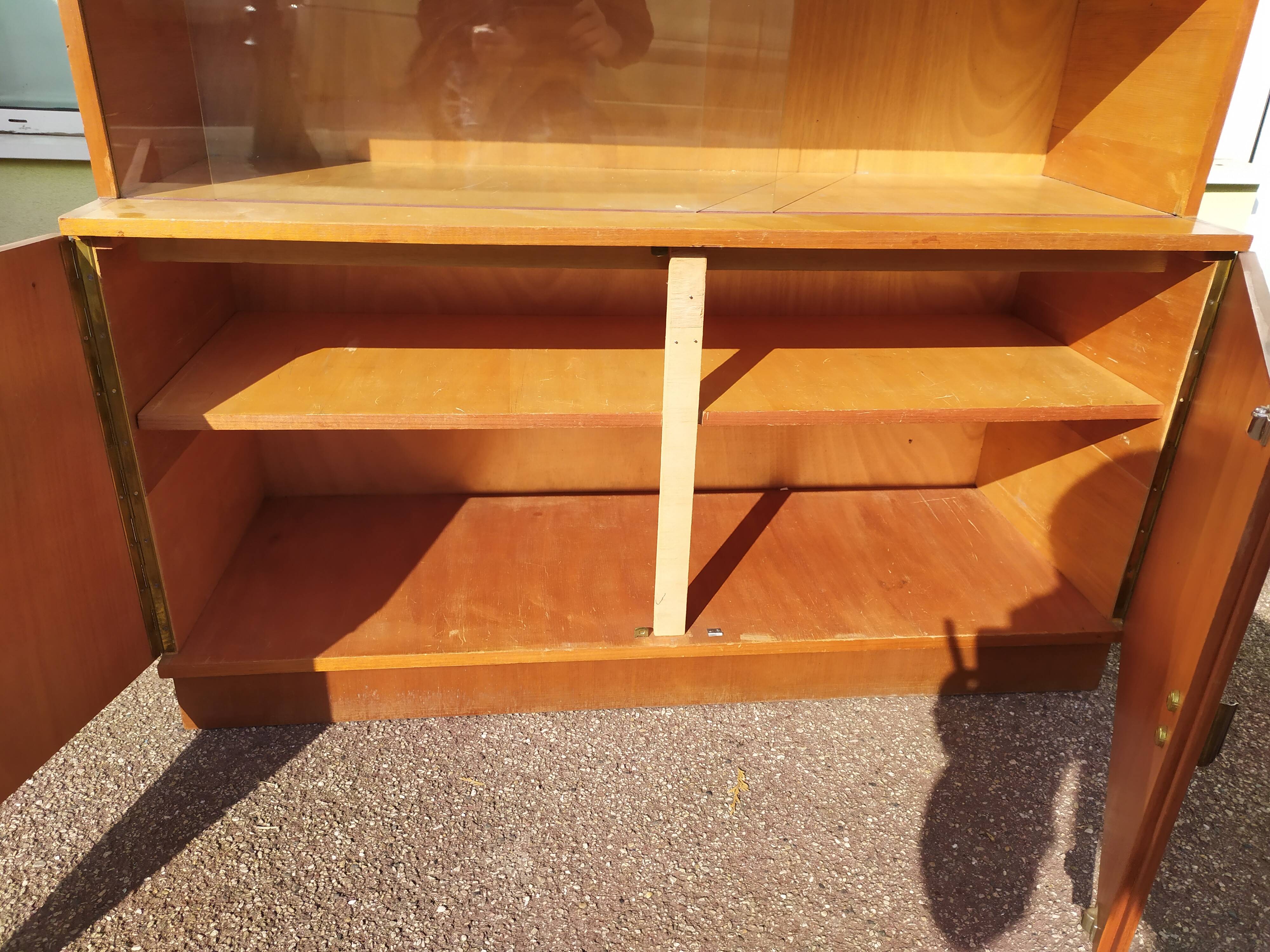 Vintage glass bookcase - Wood